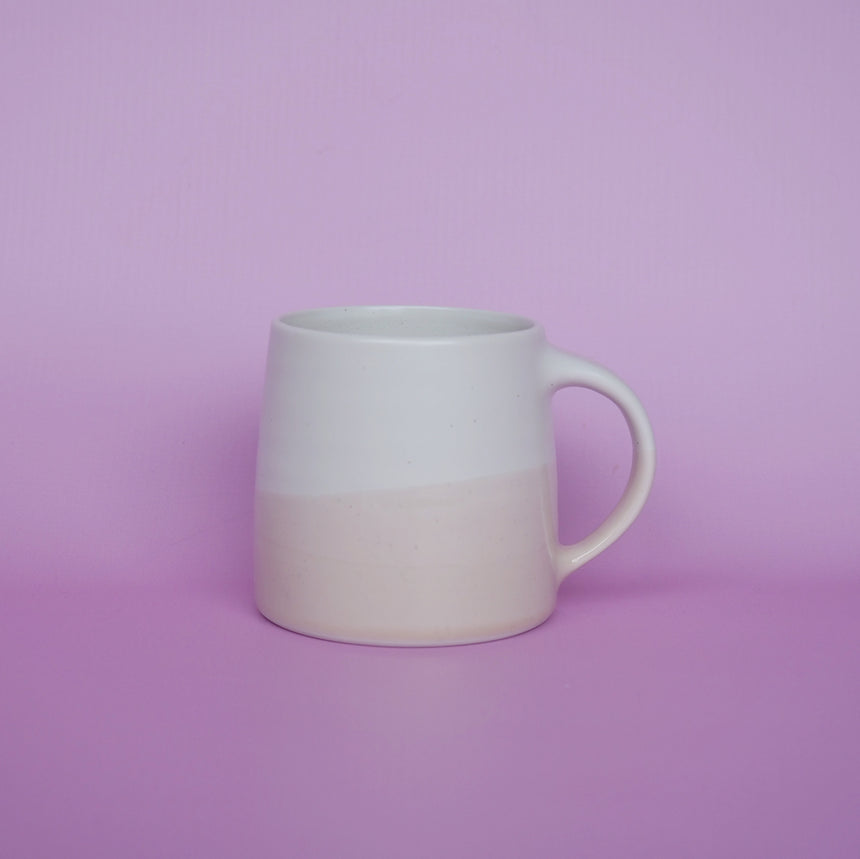 White & blush pink Kinto coffee mug